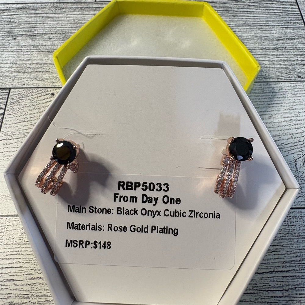 Rose Gold and Black Onyx Earrings